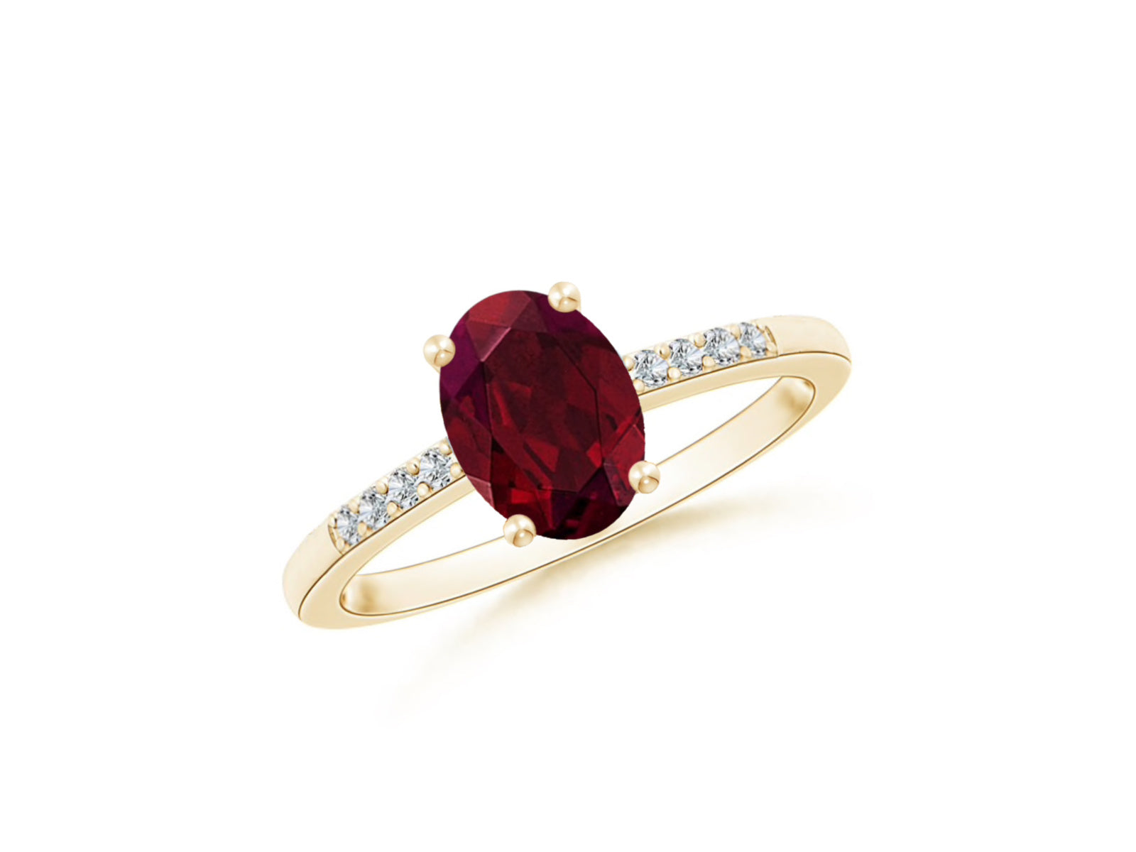 14k Oval Garnet and Diamonds January Birthstone Ring