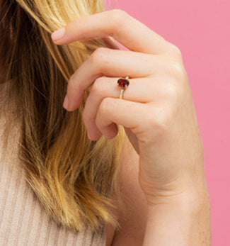 14k Oval Garnet and Diamonds January Birthstone Ring