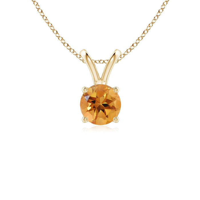 14k Gold and Citrine November Birthstone Solitaire Necklace