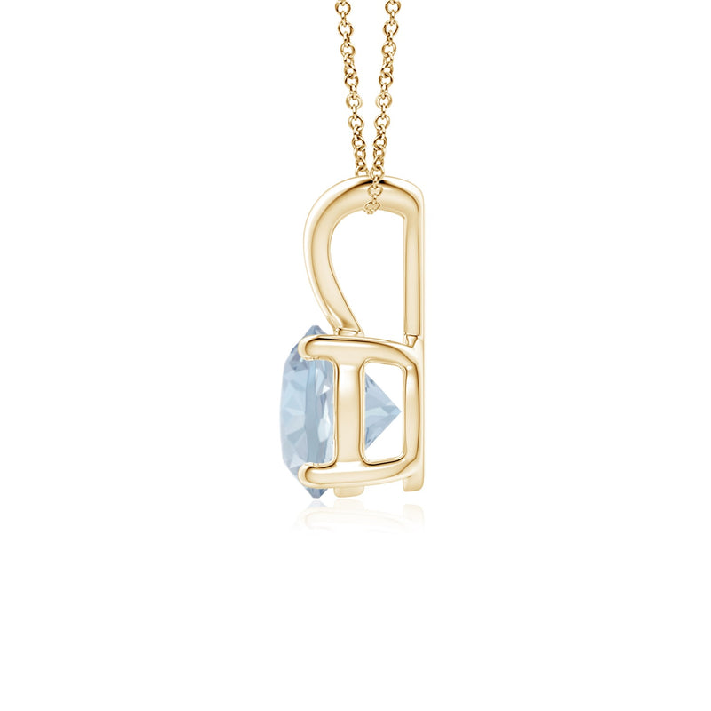 14k Gold and Aquamarine March Birthstone Solitaire Necklace