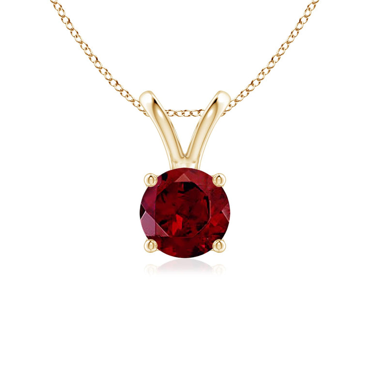 14k Gold and Garnet January Birthstone Solitaire Necklace