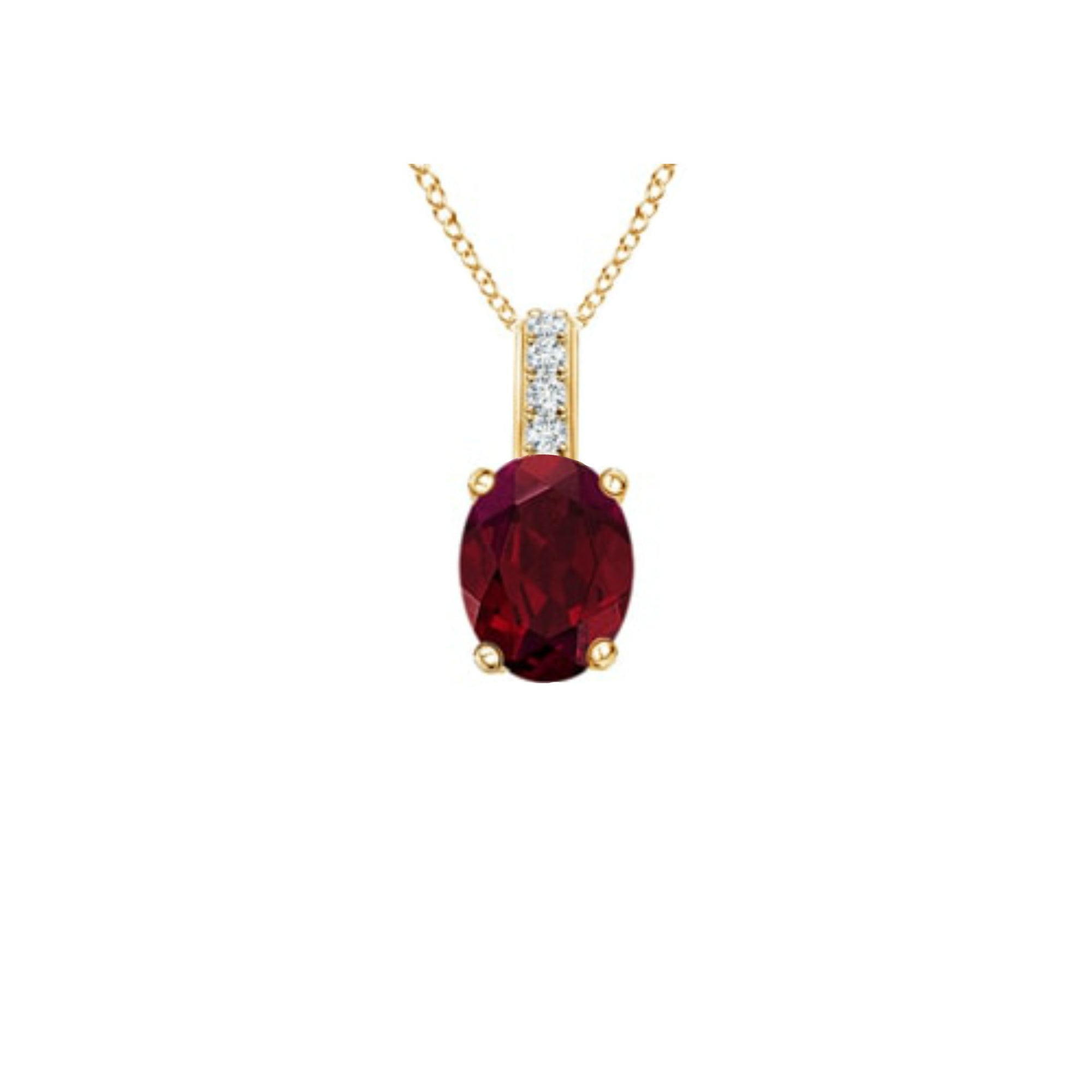 14k Oval Garnet and Diamonds January Birthstone Necklace