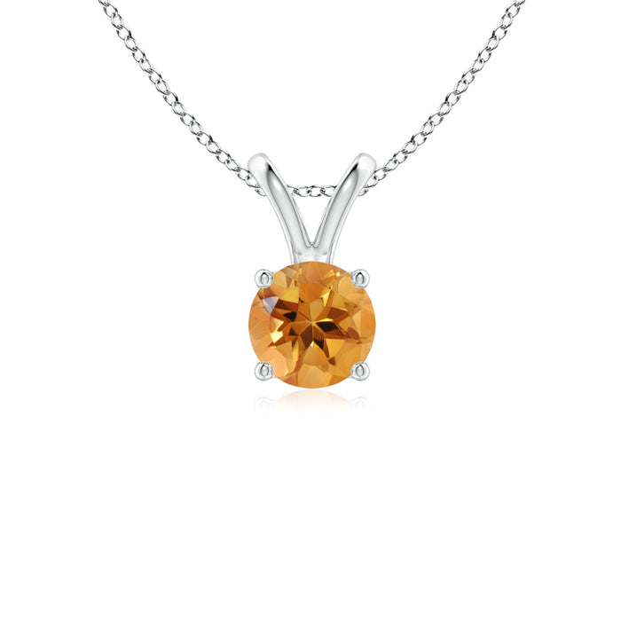 14k Gold and Citrine November Birthstone Solitaire Necklace