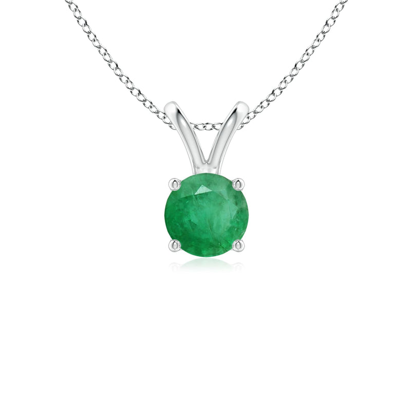 14k Gold and Emerald May Birthstone Solitaire Necklace