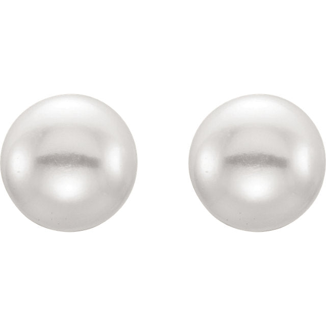 14k Yellow Gold and White Pearl Stud Earrings