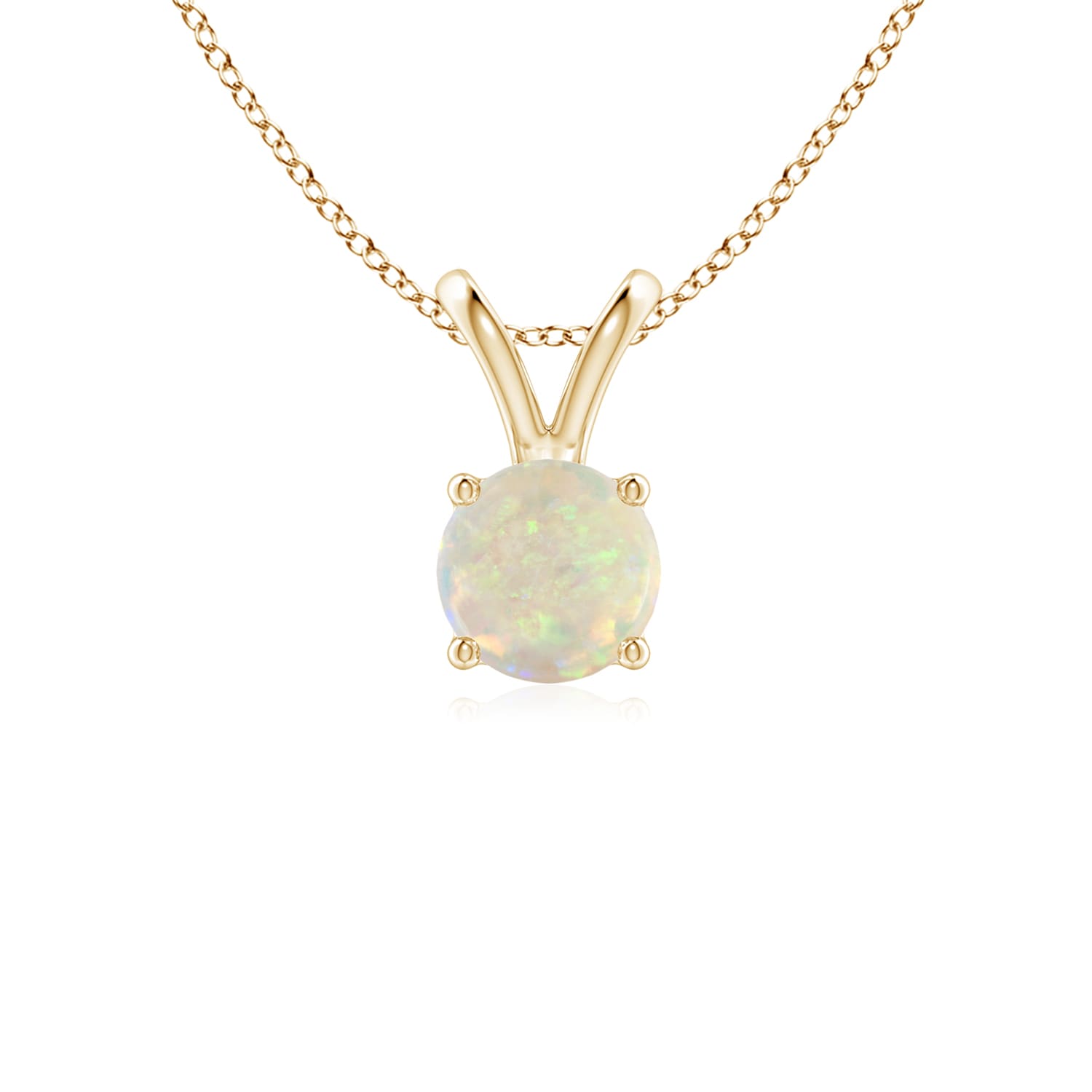 14k Gold and Opal October Birthstone Solitaire Necklace