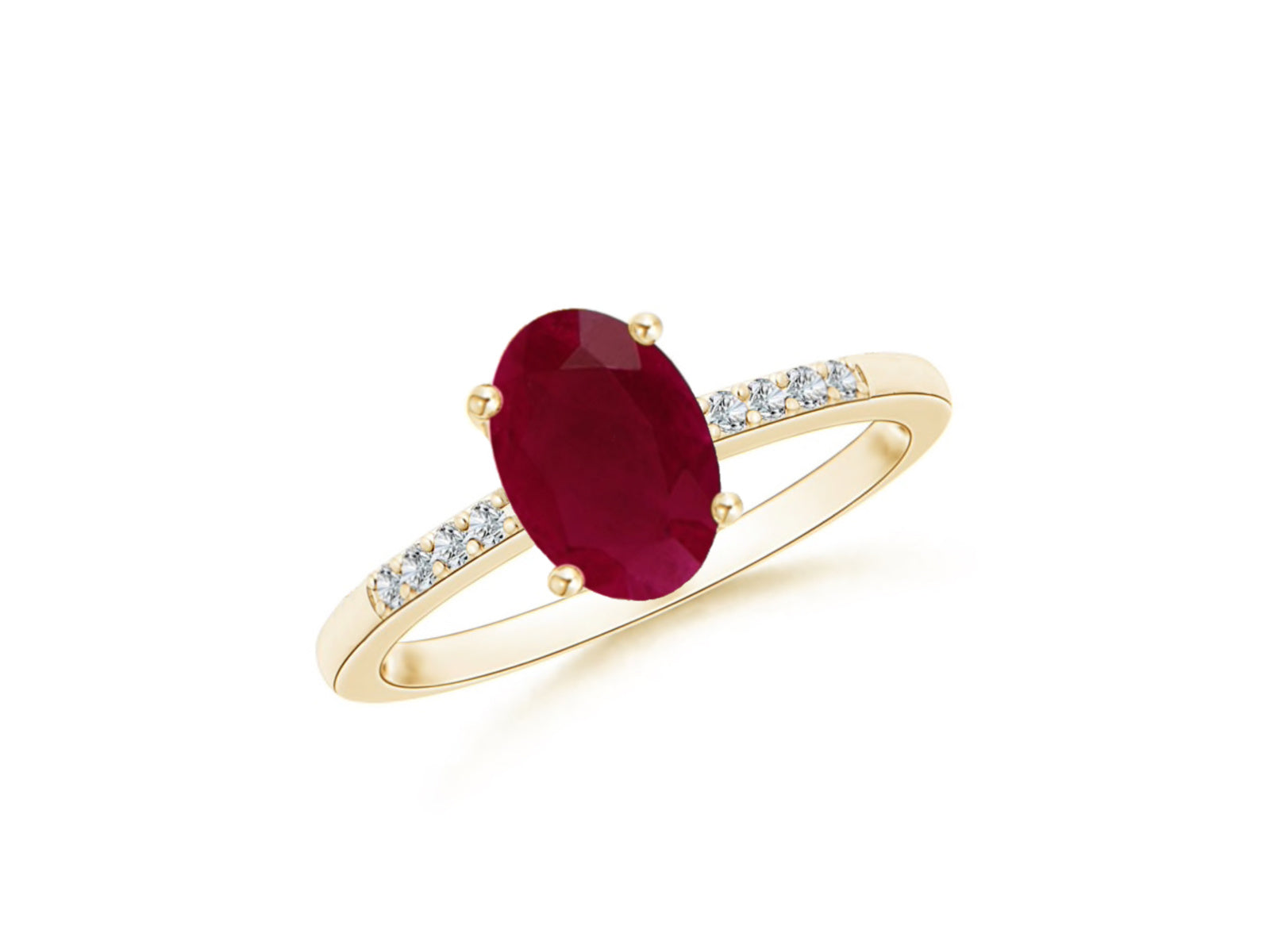 14k Oval Ruby and Diamonds July Birthstone Ring