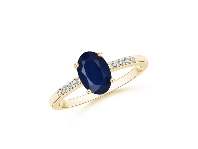 14k Oval Sapphire and Diamonds September Birthstone Ring
