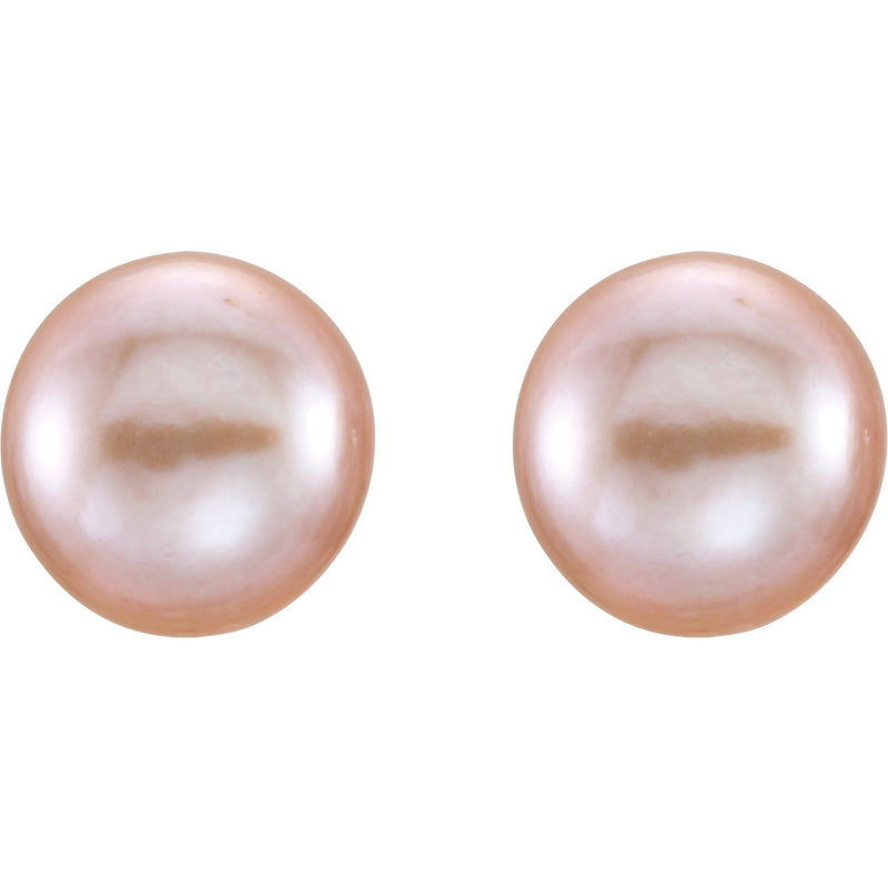 14k Yellow Gold and Pink Pearl Stud Earrings