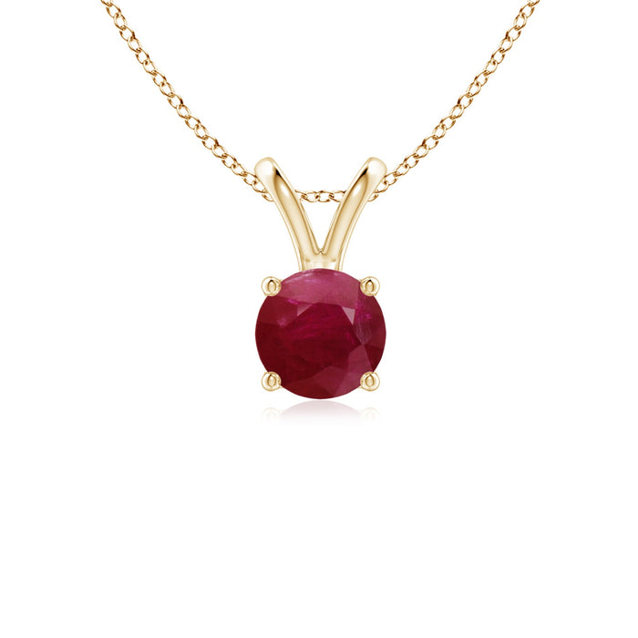 14k Gold and Ruby July Birthstone Solitaire Necklace