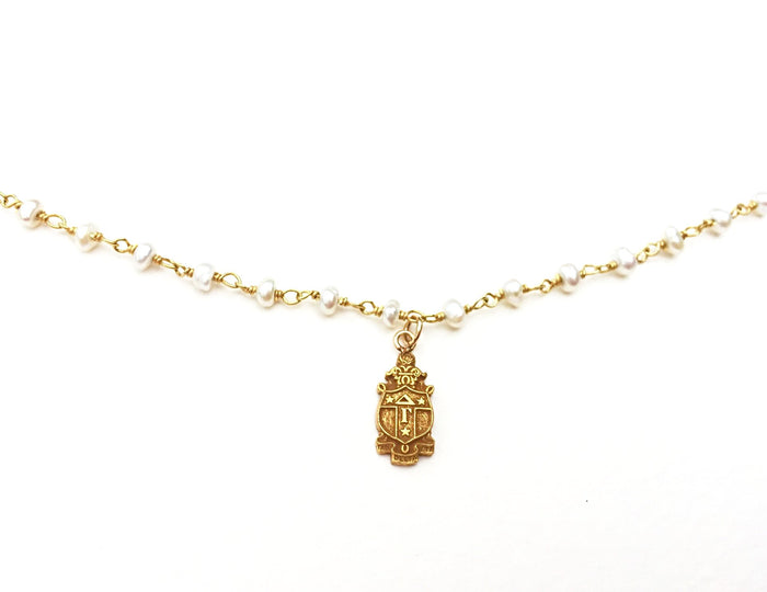 Vintage Delta Gamma Crest and Gemstone Necklace