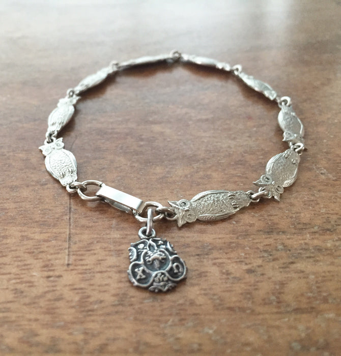 Vintage Chi Omega Crest and Owl Bracelet