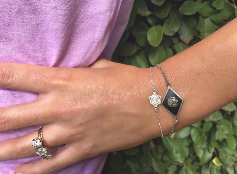 Vintage Delta Zeta Black Enamel Bracelet