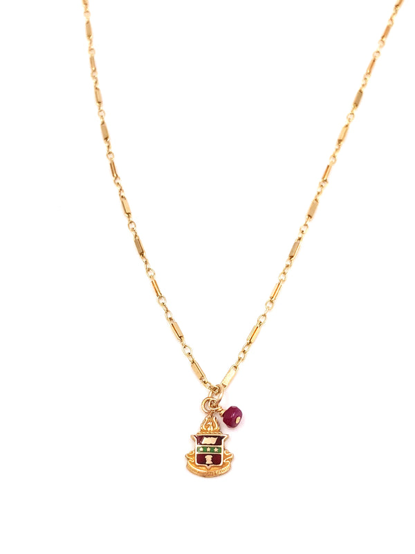 Vintage Alpha Chi Omega Crest Enamel Elizabeth Necklace
