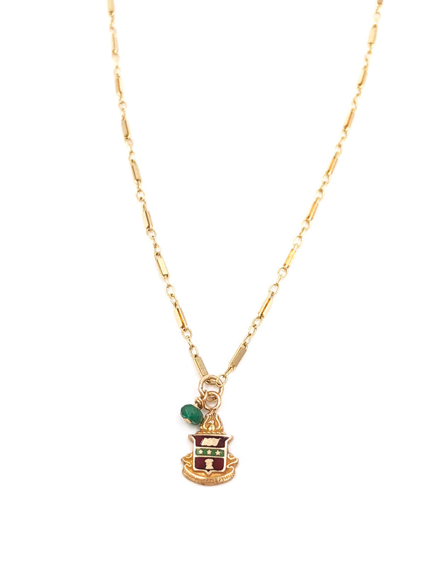 Vintage Alpha Chi Omega Crest Enamel Elizabeth Necklace