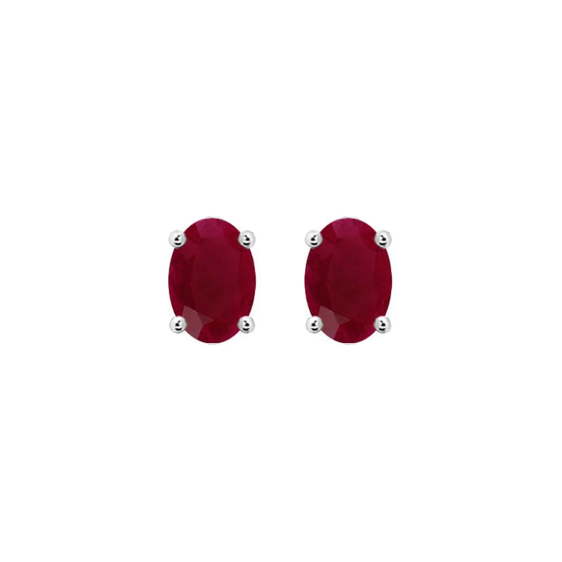 14k Oval Ruby July Stud Earrings