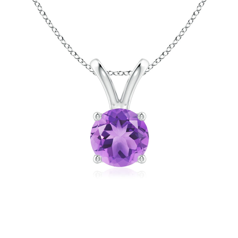 14k Gold and Amethyst February Birthstone Solitaire Necklace