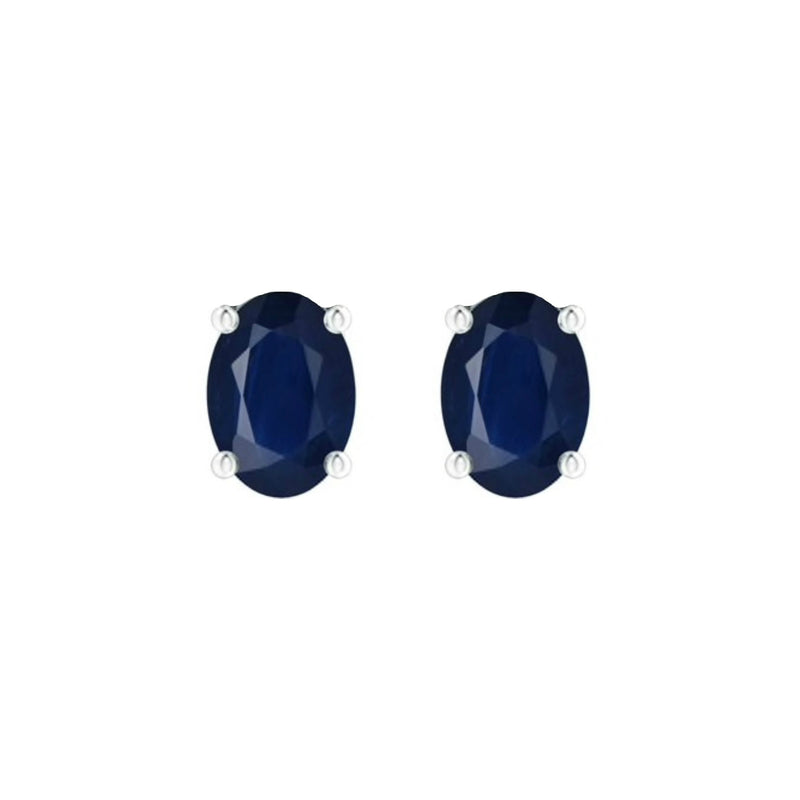 14k Oval Sapphire September Stud Earrings