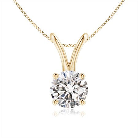 14k Gold and White Topaz April Birthstone Solitaire Necklace