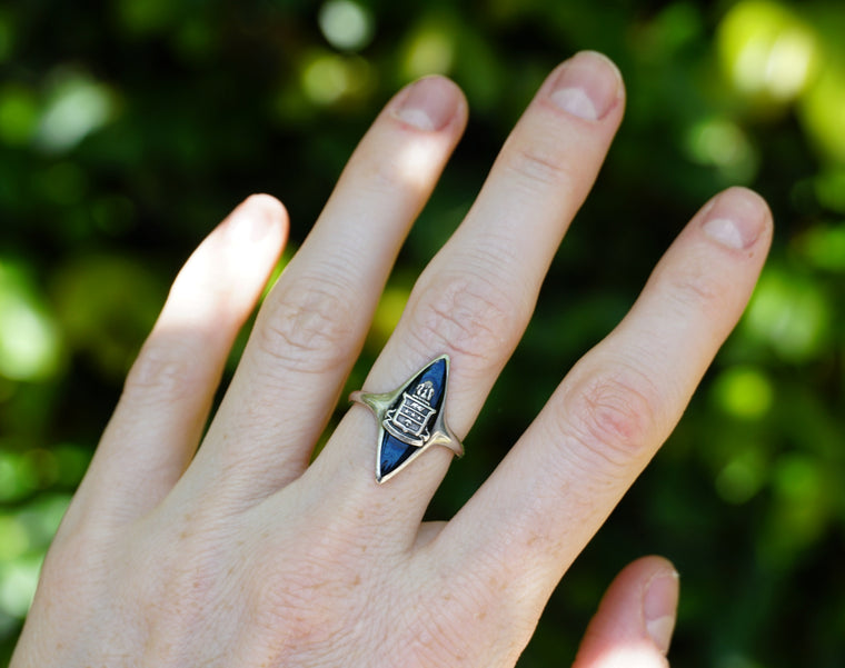 Vintage Alpha Chi Omega Marquise Cocktail Ring