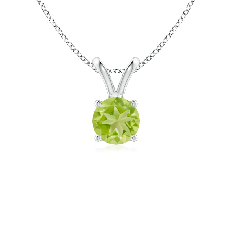 14k Gold and Peridot August Birthstone Solitaire Necklace