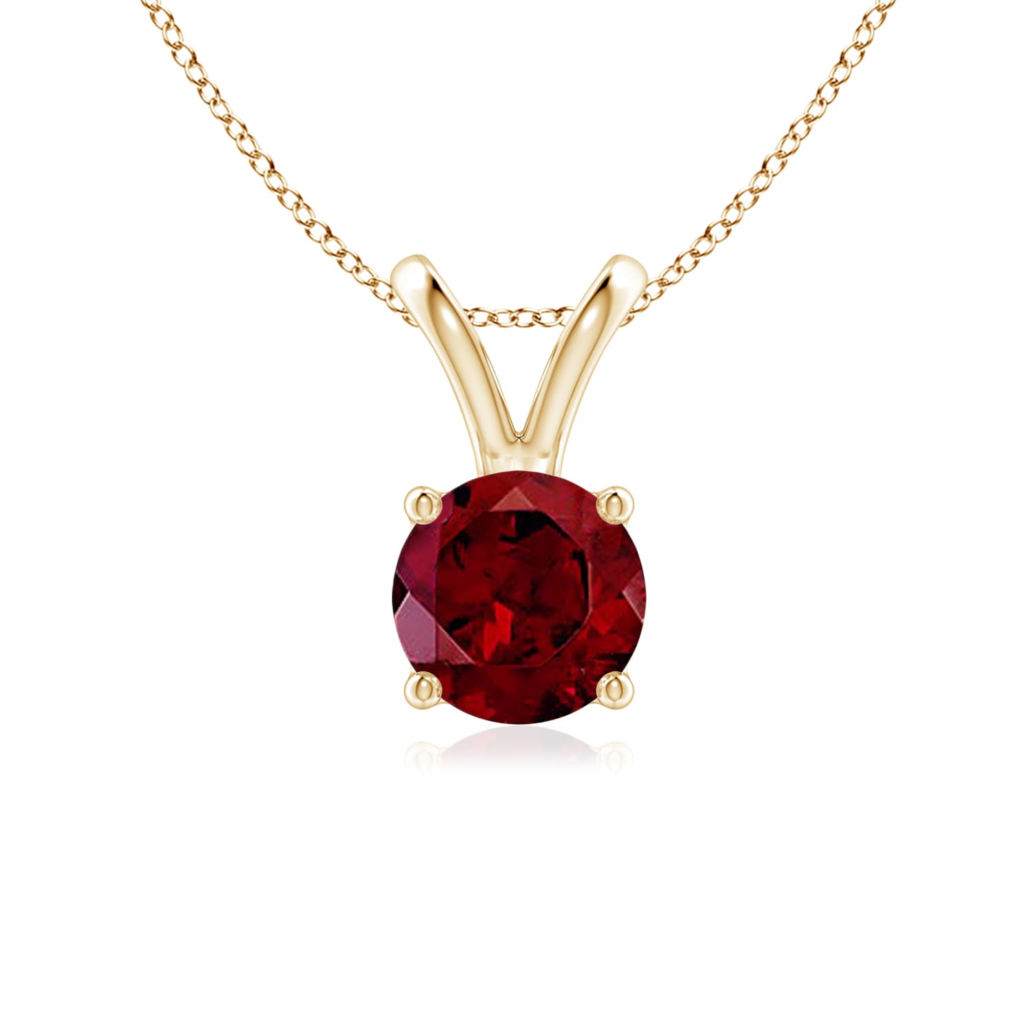 14k Gold and Garnet January Birthstone Solitaire Necklace