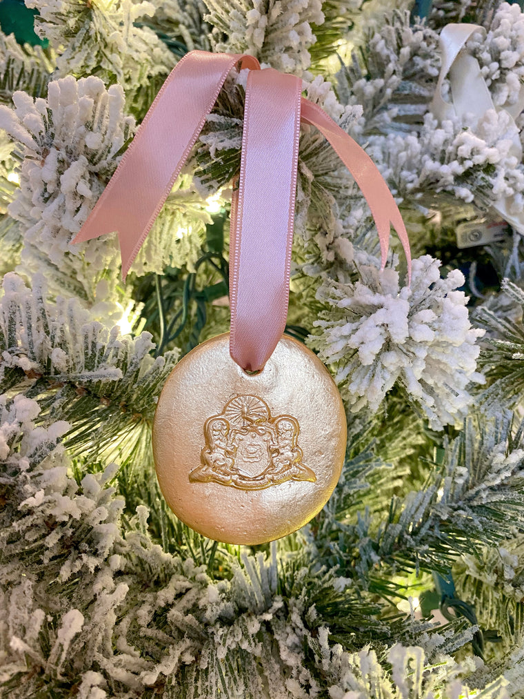 Phi Mu Gold Medallion Ornament