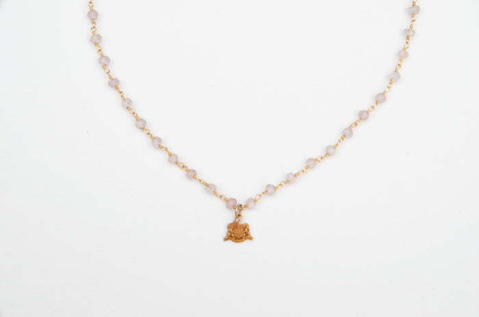 Vintage Phi Mu Rose Quartz Gemstone Necklace