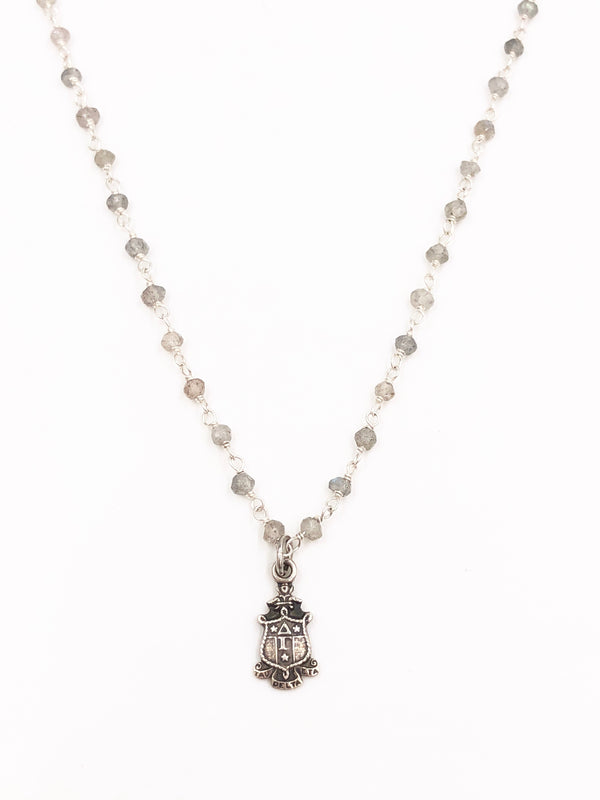 Vintage Delta Gamma Crest Labradorite Necklace