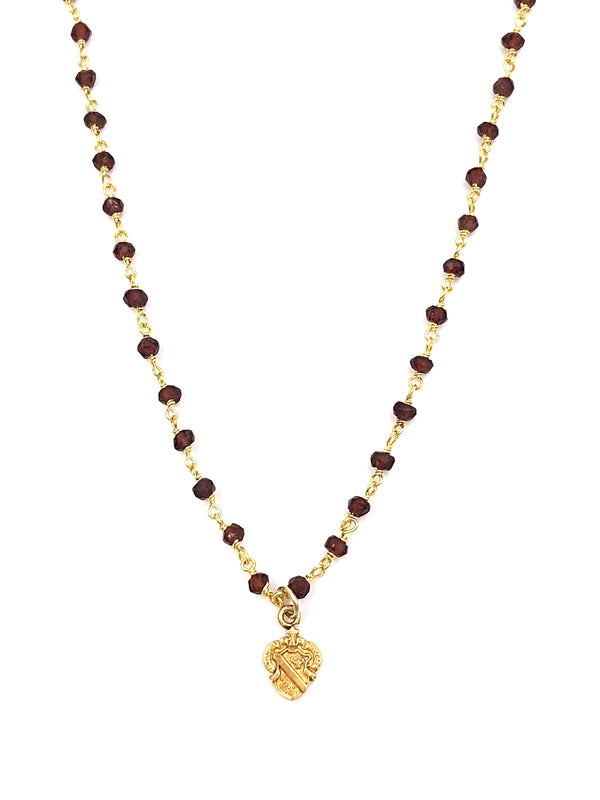 Vintage Alpha Phi Crest Garnet Necklace