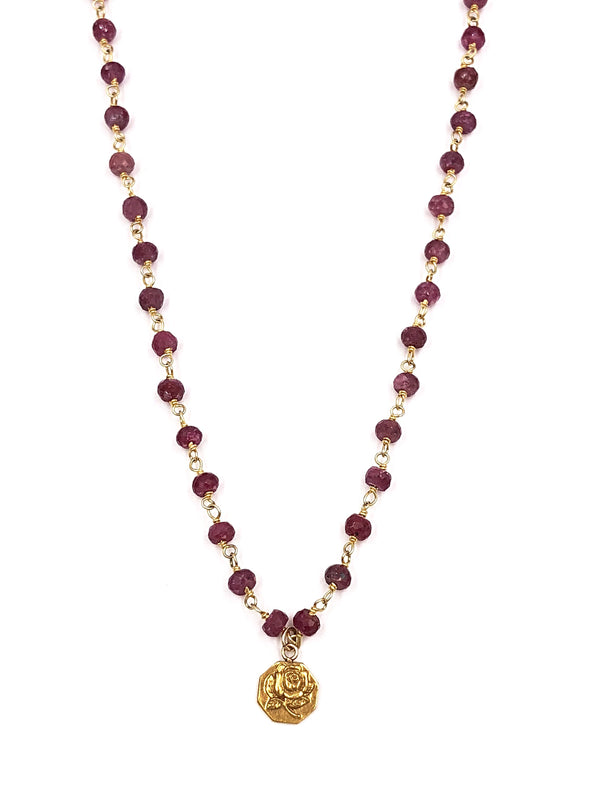 Vintage Alpha Omicron Pi Rose Ruby Necklace