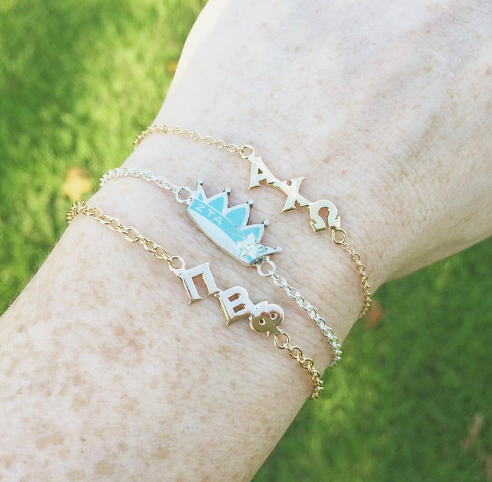 Vintage Zeta Tau Alpha Crown Sterling Silver Bracelet