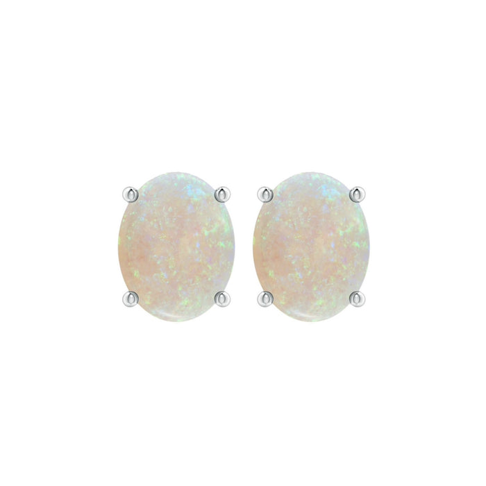 14k Oval Opal October Stud Earrings
