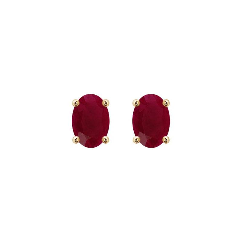 14k Oval Ruby July Stud Earrings