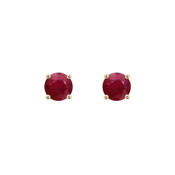 14k Round Ruby July Stud Earrings