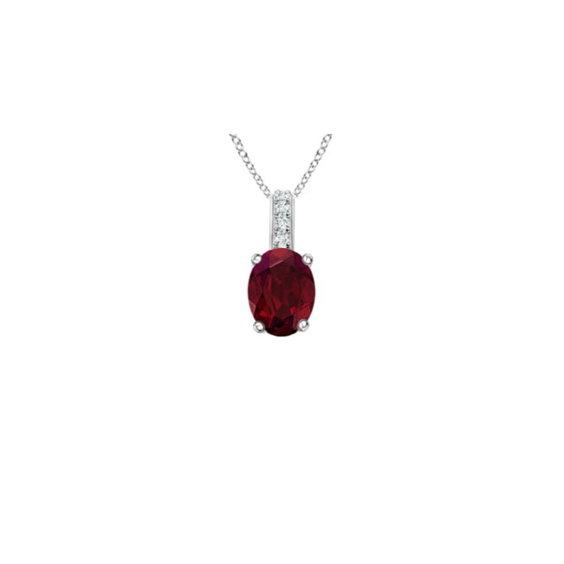 14k Oval Garnet and Diamonds January Birthstone Necklace