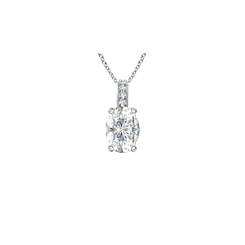 14k Oval White Topaz and Diamonds April Birthstone Necklace